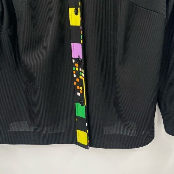 Vintage 80s Lady Windsor Blazer Black Geometric Semi Sheer Button Front Women XL - Picture 7 of 7